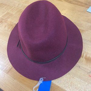 Hat, Burgundy Hat with Black Detailing